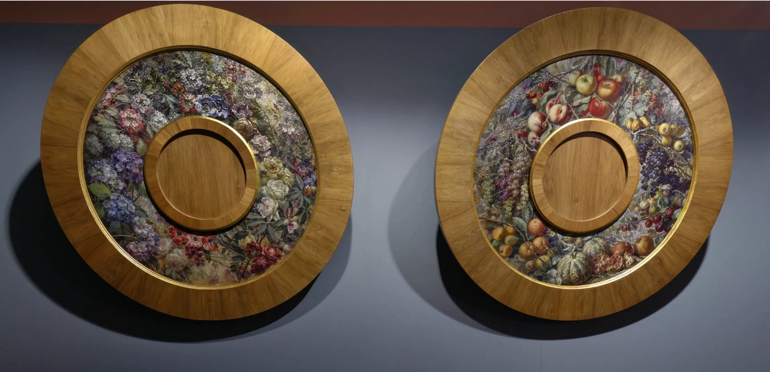 Dittico di pannelli decorativi (Fiori e Frutta)